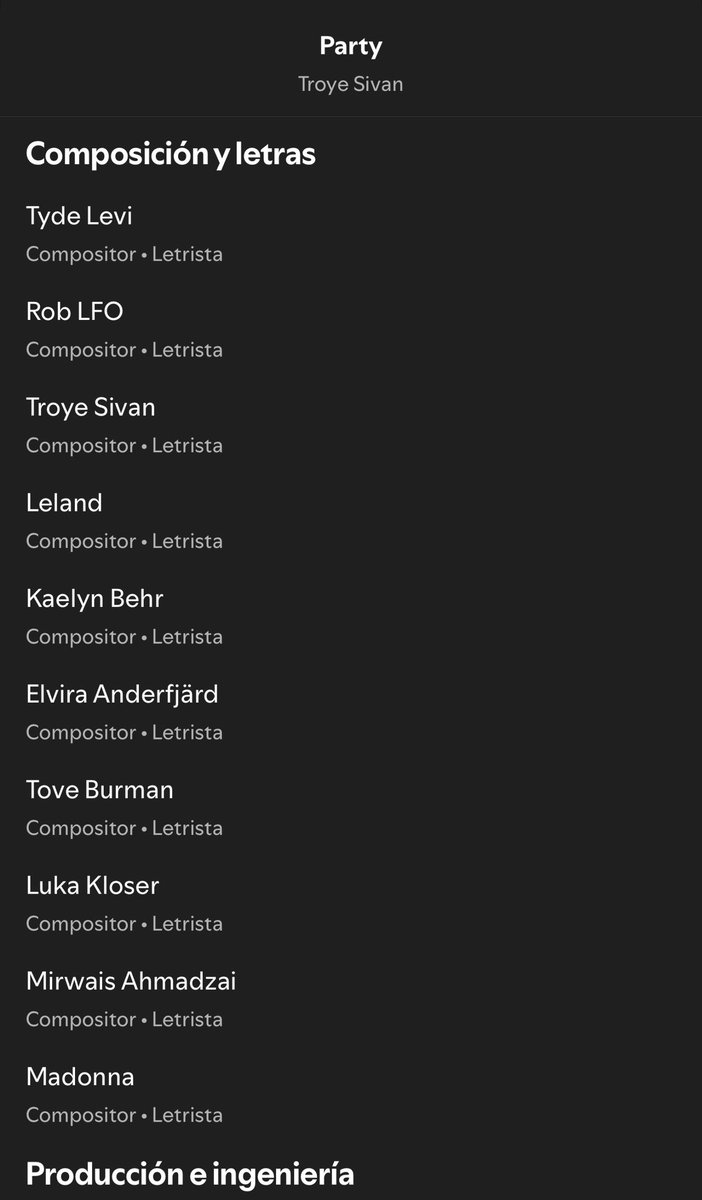 icaruswlls_'s tweet photo. amé la nueva canción de troye sivan, pero que figuren todas estas personas en la composición de una canción que no tiene ni un puto verso me deja asi 🧍🏻‍♀️ https://t.co/7h7nlvYU2e