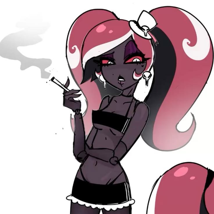 x_BABYD0LL_x's tweet photo. "You're surprised? Duh, I also do photo shoots. Gotta show the newbies how it's bloody done!"

Velvette takes a drag of her cigarette staring at y/m.
#hhrp #nsfwrp https://t.co/eAgm6sm4bO