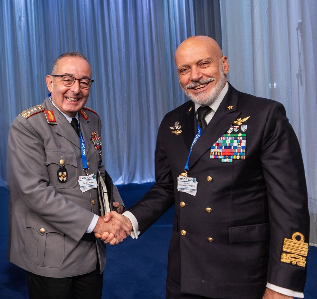CMC_NATO's tweet photo. Congratulations to General Carsten Breuer, Chief of Defence of the Bundeswehr 🇩🇪 on his election as the next Chair of the NATO Military Committee, taking office in July 2027!

Carsten - on behalf of the entire Military Committee, and personally - our warmest congratulations!

Your operational judgement, your deep familiarity with this Alliance and your leadership of the German Armed Forces will serve NATO well.

The Chiefs of Defence have placed their trust in you at a demanding moment for Euro-Atlantic security. 
You will have the full support of the Committee and of the International Military Staff through the transition, and I look forward to working closely with you until the handover.

#WeAreNATO #NATO #MilitaryCommittee #Bundeswehr
@GermanyNATO @BundeswehrGI @SHAPE_NATO