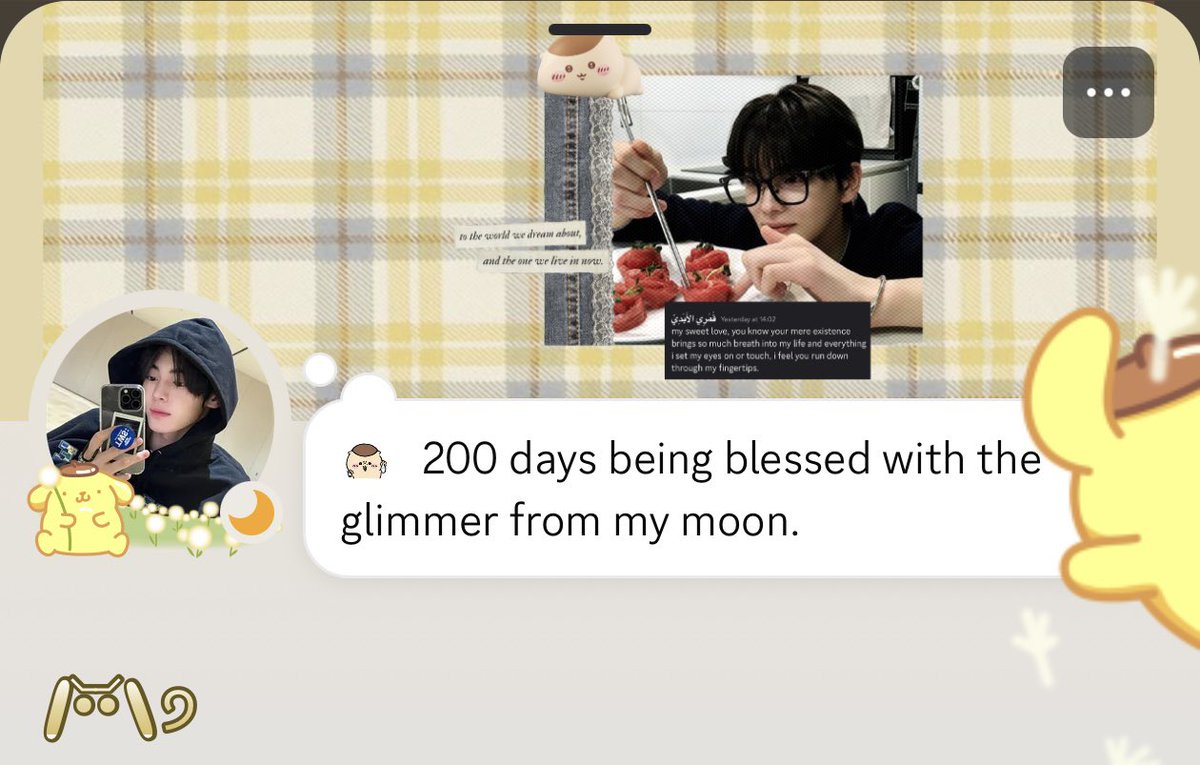 uponedawn's tweet photo. happy 200th, baby @ourinyeon. 🍮🌰 i love you so much, my forever moon, my little chestnut. my love for you grows stronger everyday, and that will never change. all roads that i’ve taken bring just enough sands in my shoes to guide me through the storms and lead me to you. https://t.co/6g5agr21wi