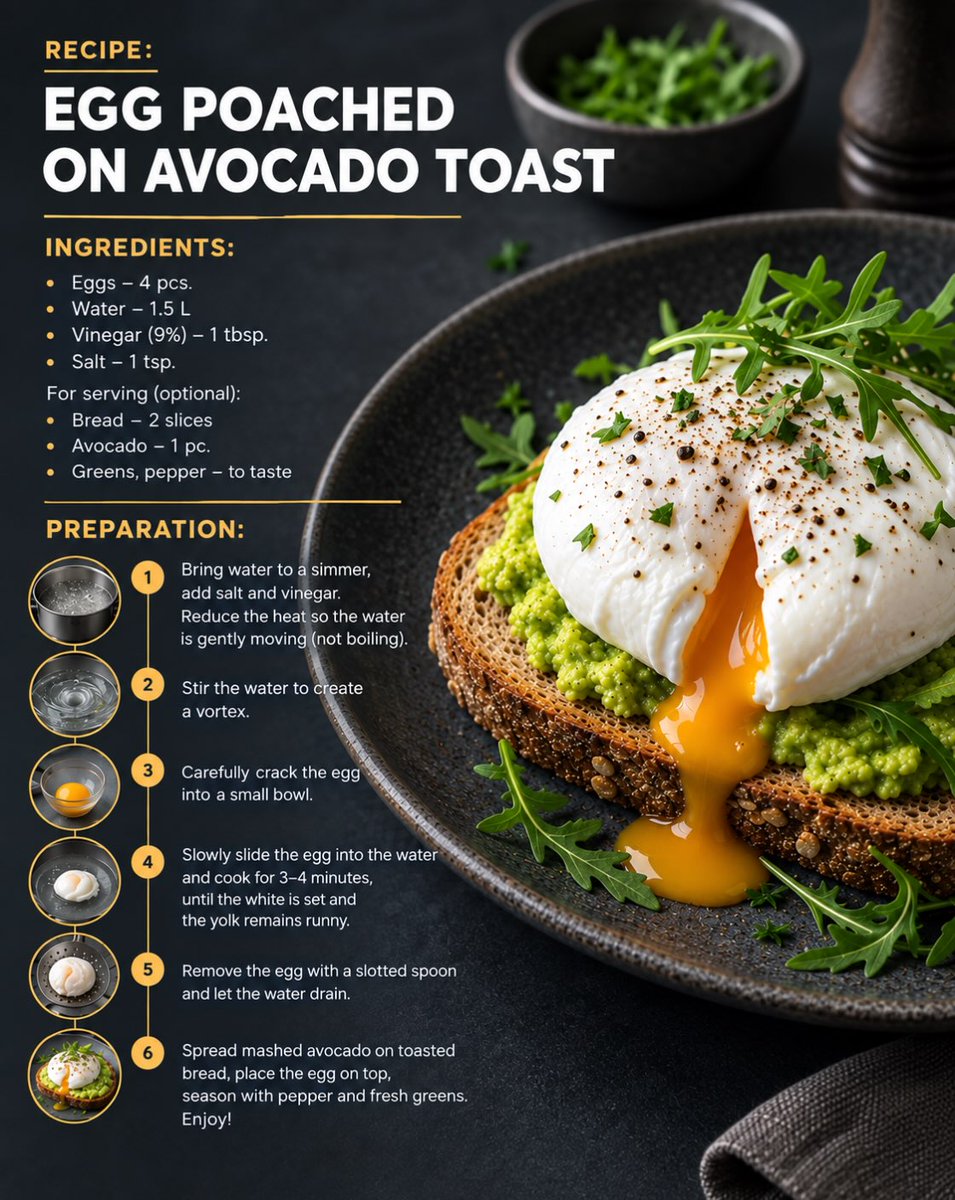 VincenzoInzer's tweet photo. Poached Eggs on Avocado Toast https://t.co/7e50QqGyOd