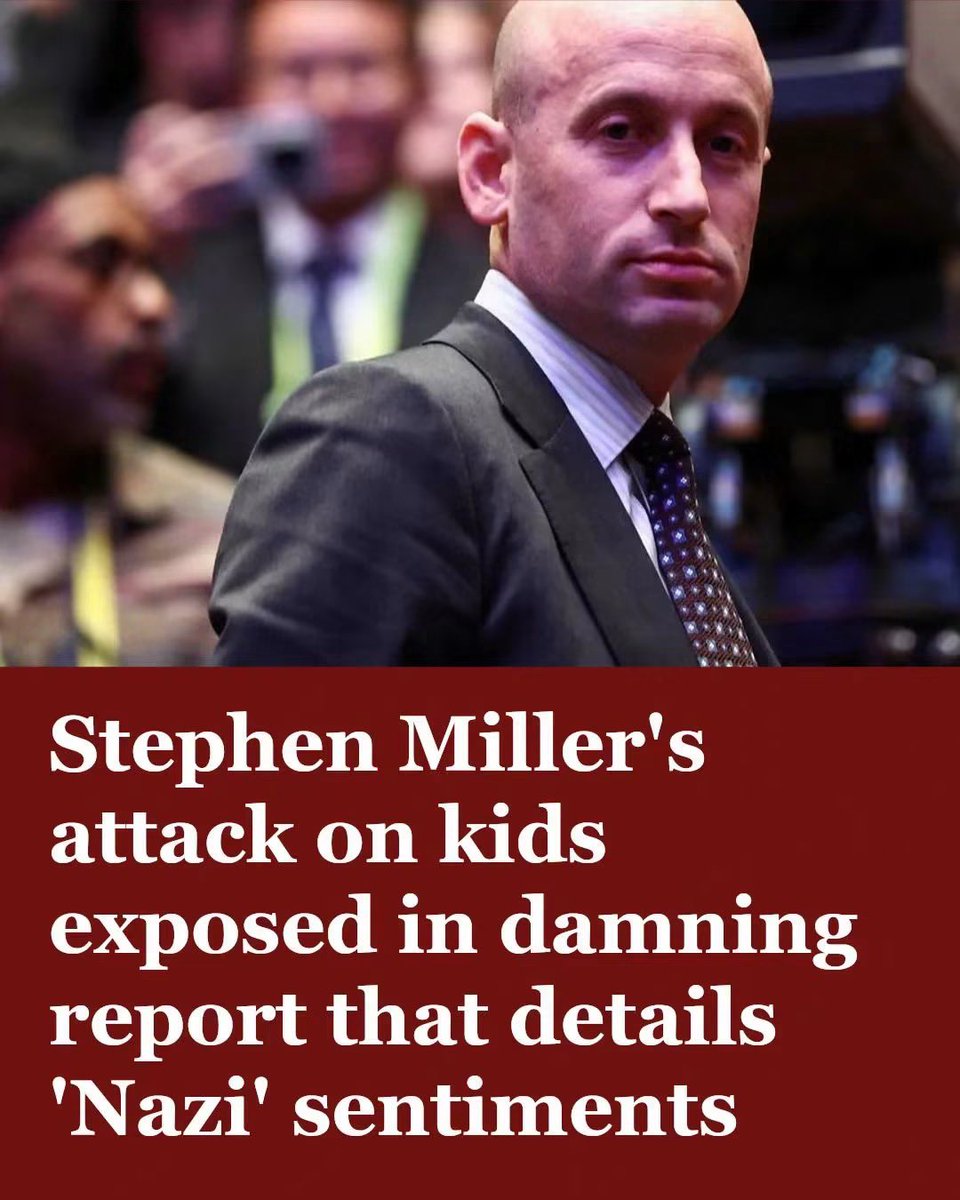 BiatchDulce's tweet photo. Stephen Miller was exposed in a new report Saturday as the "mastermind and enforcer" behind President Donald Trump's unprecedentedly "cruel and racist" assault on children in the United States. 
https://t.co/1B1YgftP1t https://t.co/rcAA328vbX