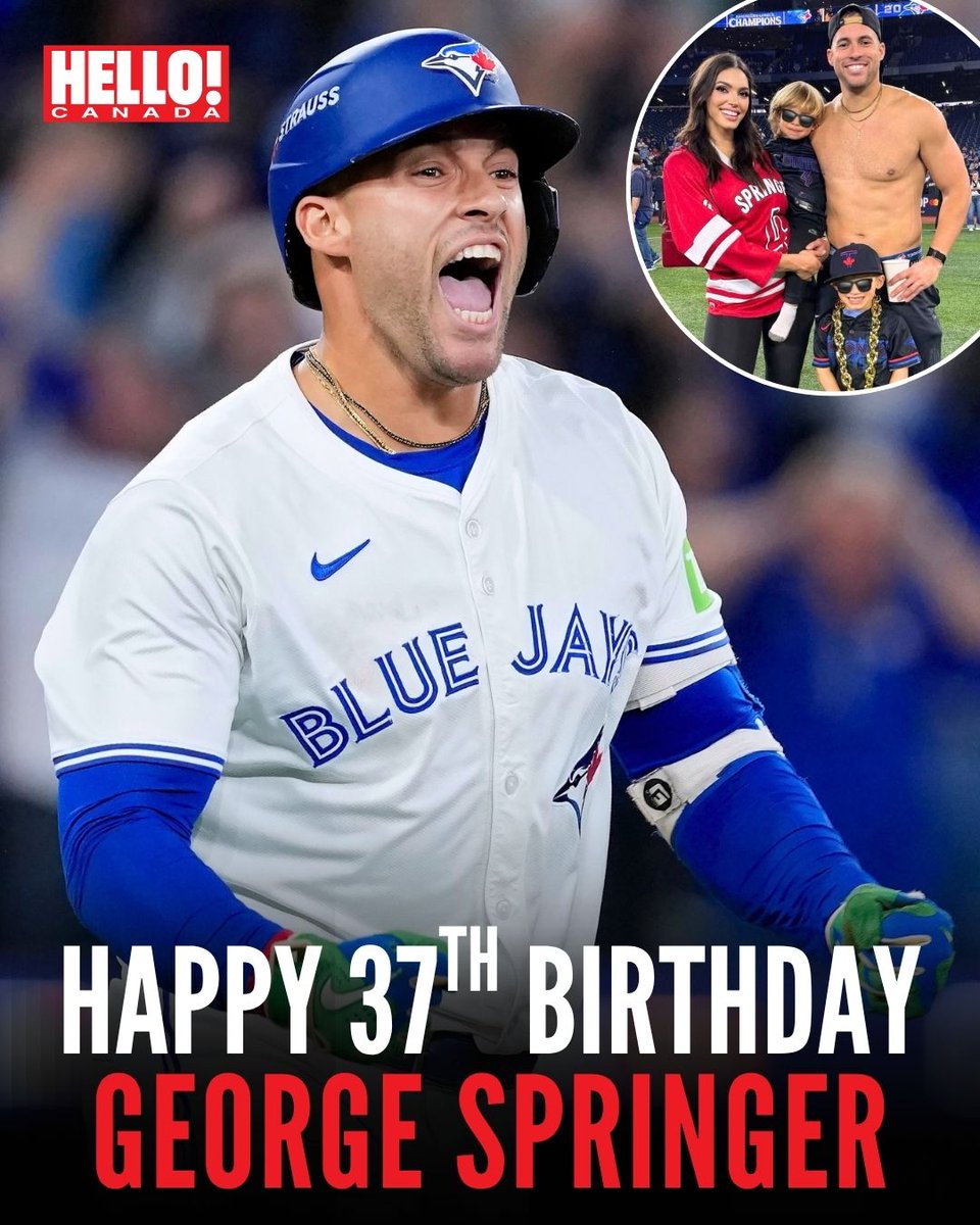 HelloCanada's tweet photo. Happy birthday to Toronto Blue Jays star George Springer! 🎉🧢⚾️ The designated hitter and devoted dad – who welcomed his third child with wife Charlise on Canada Day – turns 37 today 🍾 🇨🇦

📸: Getty/ georgespringer

#bluejays #baseball https://t.co/BsDME1GFgM