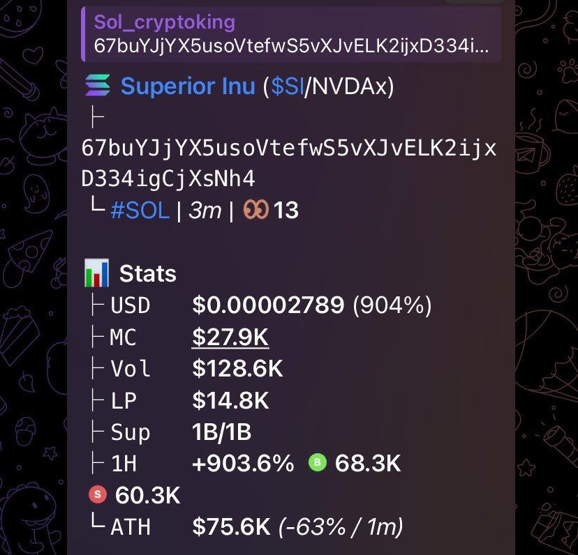 crypto_memefx's tweet photo. $SI
Watch your entry and gamble what you can loose 
Ca>
67buYJjYX5usoVtefwS5vXJvELK2ijxD334igCjXsNh4 https://t.co/gjSJ0bbi6C