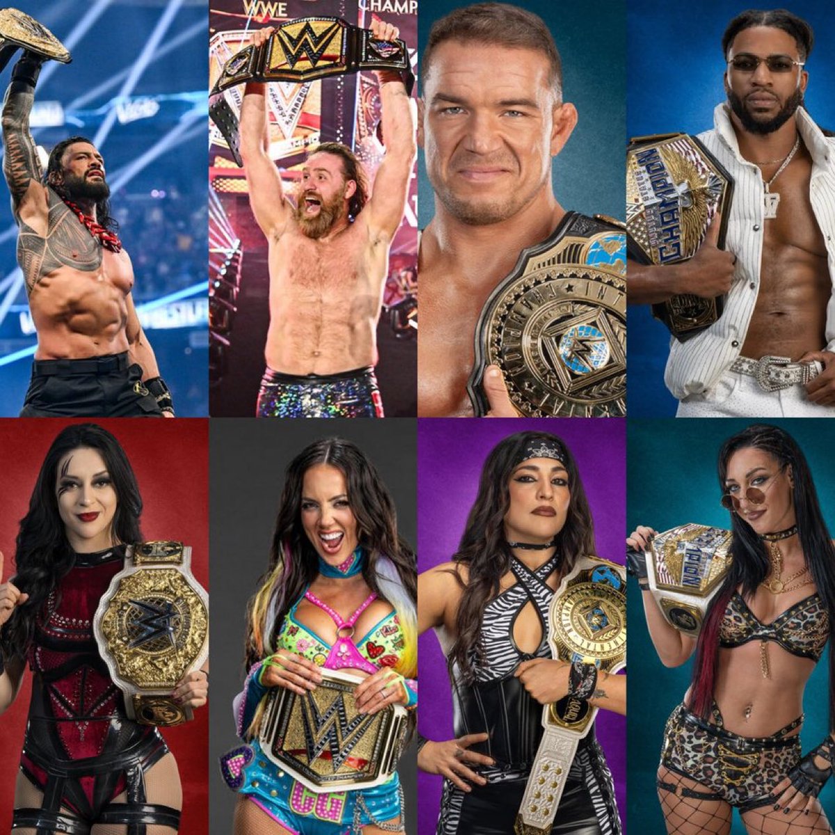 Kephfas's tweet photo. What do you think about the current lineup of champions in WWE? https://t.co/ietoKuJdE4