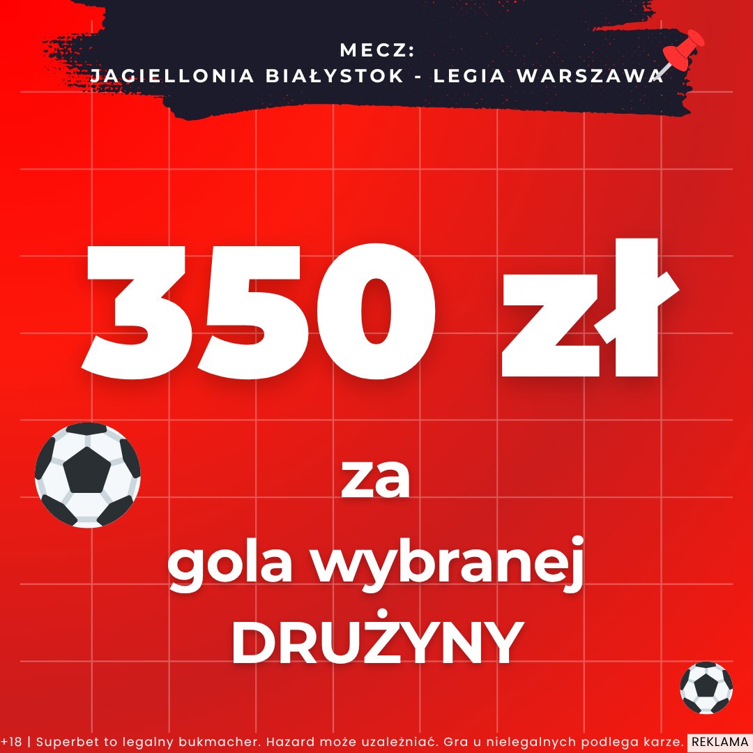 zagraniecom's tweet photo. ‼️PROMOCJA 350PLN + KONKURS 100PLN NA MECZ @_Ekstraklasa_ ⚽️

Promka od #Superbet: https://t.co/NF4rNfQBFY

ZASADY:
Podaj dokładny wynik i 15min przedział czasowy 1. bramki w meczu #Jagiellonia - #Legia
Podaj twój typ oraz nick do @SuperbetPL
10PLN wygra 10 najszybszych osób https://t.co/hFdlPkOwBj