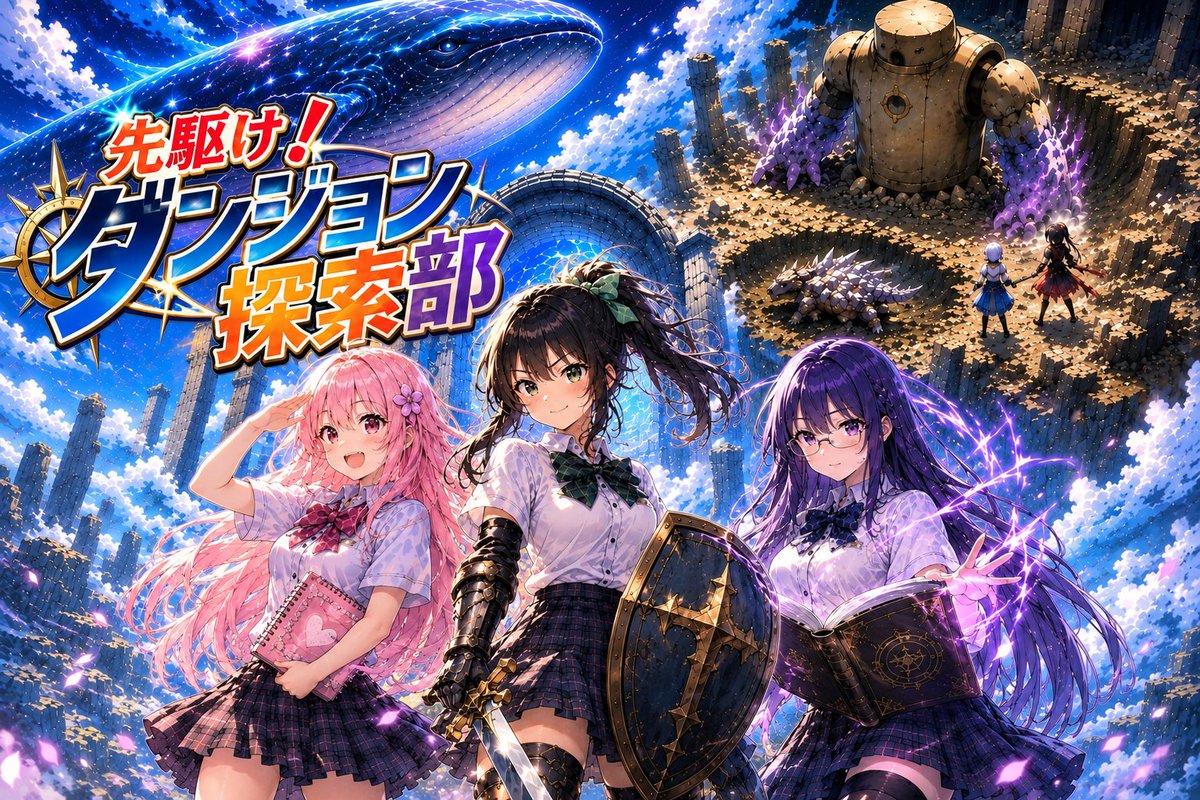 kakazue8oyof's tweet photo. 「先駆け！ダンジョン探索部」54話まで公開中！
ぜひ、一話から覗きに来てください👋😃
#小説家なろう
#小説書きと繋がりたい 
#小説好きと繋がりたい
#AI画像 https://t.co/slJ2UmzqDw https://t.co/mR4ZQ96qwO