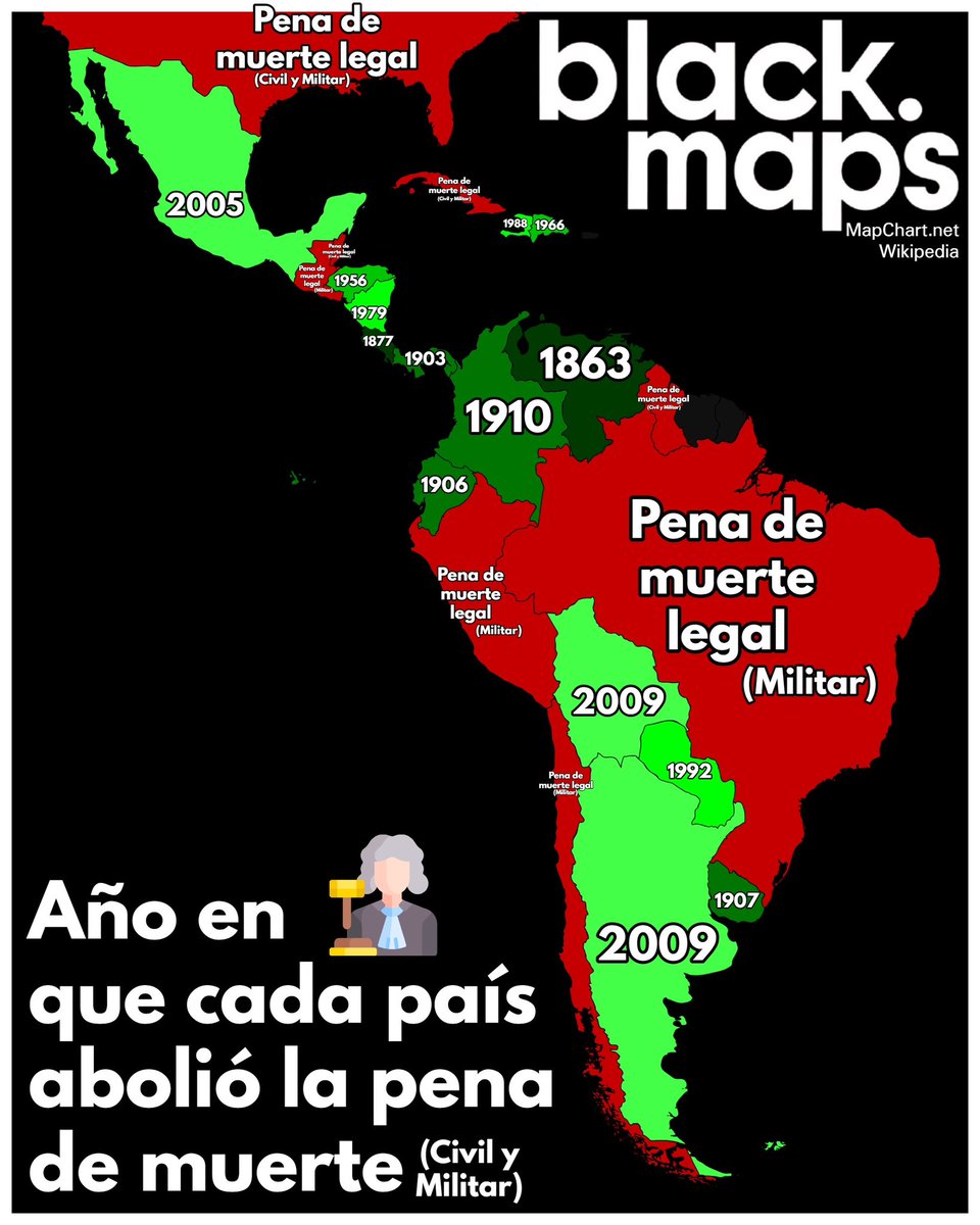maps_black's tweet photo. Año en que cada país abolió la pena de muerte 💀 https://t.co/3cefkFRVqe