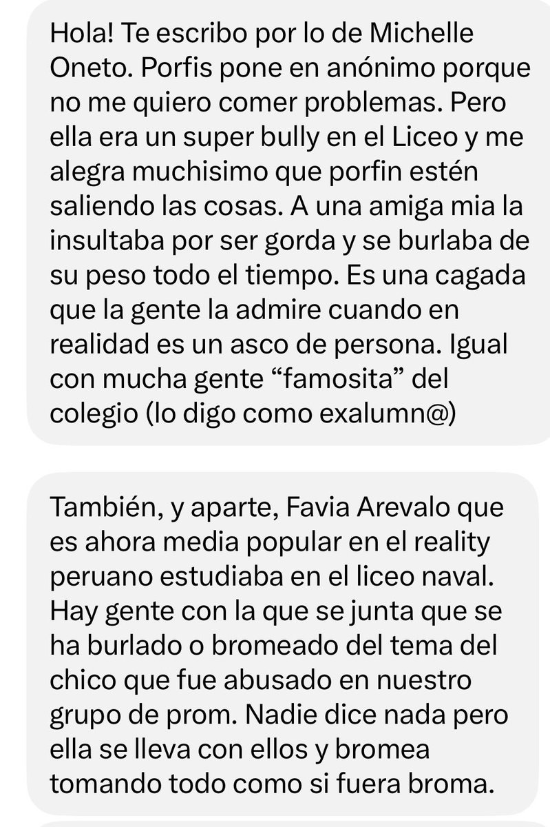 stopqqk's tweet photo. Más denuncias a Michelle Onetto. La cantidad es absurdamente grande. También se suma una denuncia a Flavia Arévalo que resulta ser famosa también. Lamentablemente la víctima de este post no pasa los nombres de sus otros bullies para que no deduzcan quién es. https://t.co/eXBmz5Myww