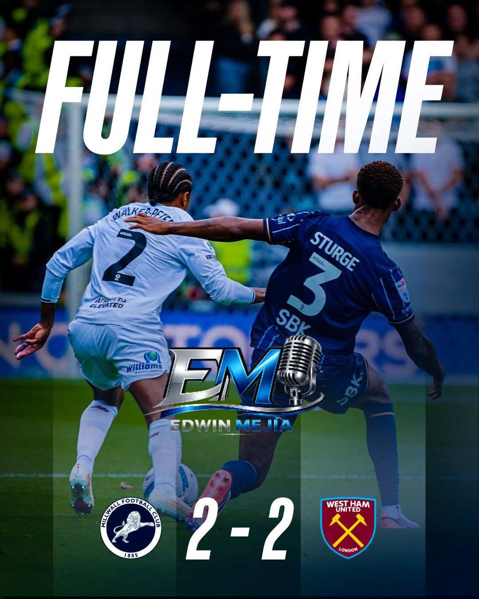 EdwinMe88's tweet photo. 🚨 ¡1️⃣4️⃣ AÑOS DESPUÉS, REGRESÓ LA RIVALIDAD MÁS FEROZ DE LONDRES!🏴
⚽️Millwall y West Ham firmaron un 2️⃣-2️⃣ eléctrico en The Den en el esperado Dockers' Derby.
⚡ Ambiente picante, goles y un empate que deja la espina clavada en ambos lados.
#Championship #MILWHU https://t.co/jpbbicqkl4