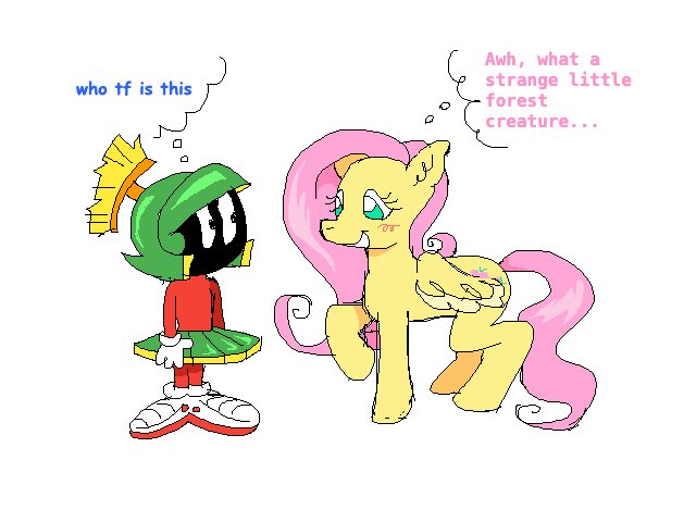 jellypuri's tweet photo. ultimate crossover #looneytunes #marvinthemartian #mlp #fluttershy https://t.co/4RHtaBsmlv