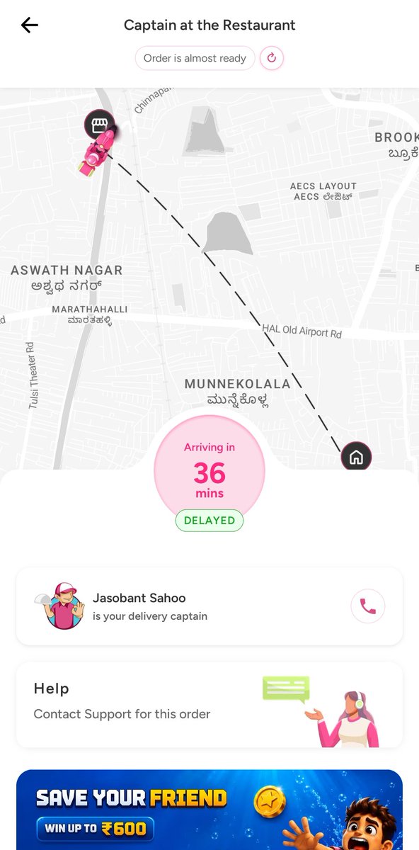 the_obscure_guy's tweet photo. @rapidoapp_ Is this how you provide service in Ownly? When I ordered my food,it was showing 30-35 mins,but my food has been in transit for the last 45 mins and has not been dispatched yet. How long do you want me to wait? Also, is this how your customer support responds? https://t.co/vdAnLeiFG5