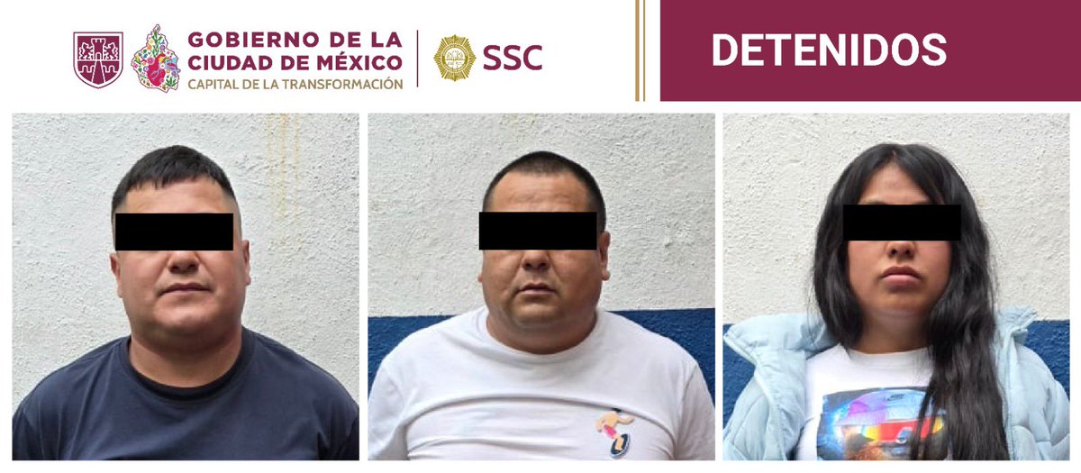 PabloVazC's tweet photo. #Importante I Como parte del operativo de reforzamiento de seguridad instruido por la jefa de Gobierno, @ClaraBrugadaM, para combatir la extorsión y los delitos de alto impacto en los mercados públicos de la capital, personal de la @SSC_CDMX detuvo en la alcaldía @A_VCarranza a Daniel “N”, alias “El Pinky”, José Luis “N”, alias “El Colín” y a Isabel “N”, alias “La Chabela”, presuntos integrantes de un grupo criminal generador de violencia en la zona centro.

Durante las diligencias, se aseguraron dos armas de fuego, cartuchos útiles, así como 200 dosis y presentaciones a granel de probable marihuana, piedra y crystal.

La @SSC_CDMX continuará trabajando todos los días para combatir y desarticular a las células delictivas que busquen atentar contra la tranquilidad de las y los habitantes de la #CDMX, mediante acciones permanentes que garanticen espacios más seguros para todas y todos.