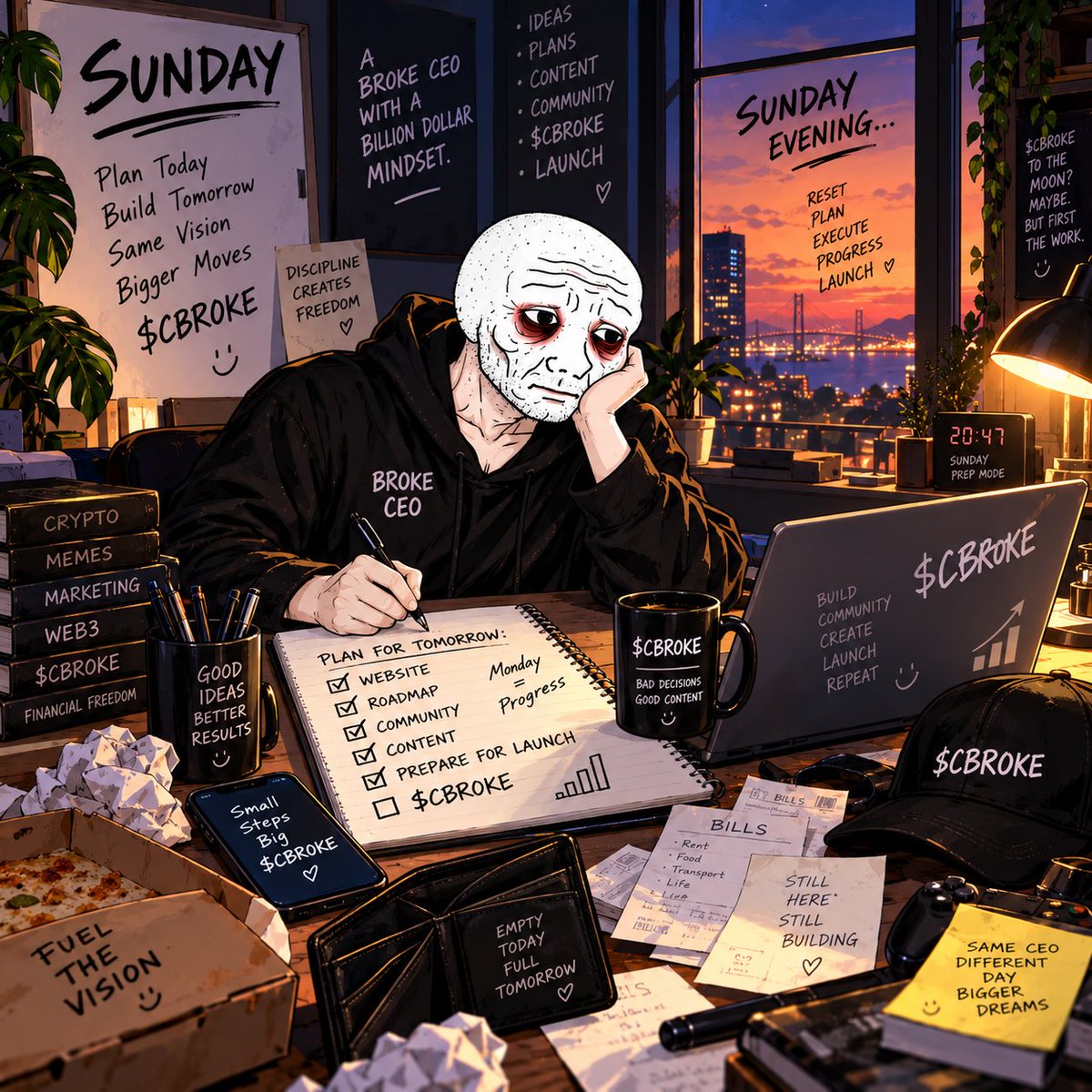 BrokeCEOcoin's tweet photo. ☀️ SUNDAY CEO CHECK-IN

Everyone: already thinking about Monday.

My CEO: planning how to turn $0.00 into something bigger 💀

Weekend almost over.
Broke CEO still building😂

$CBROKE https://t.co/aqfAhfy9BH