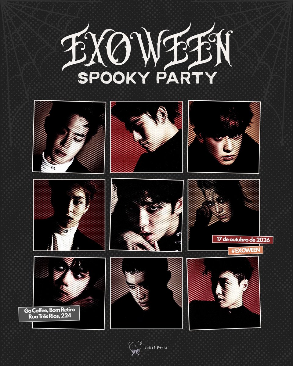 balletbearsprod's tweet photo. [EXOWEEN SPOOKY PARTY]

🎃✨🖤
EXO’s Halloween Party
São Paulo - SP

📅 17/10/2026 (Sábado)
🕘 12:00 - 15:00 (Turno único)
📍 Go Coffee - Rua Três Rios, 224 Bom Retiro  

Venha participar da nossa EXOween Party! 👻

VENDA DOS INGRESSOS ⬇️
https://t.co/tnpZehzfcg https://t.co/GQ0tDUgBQN