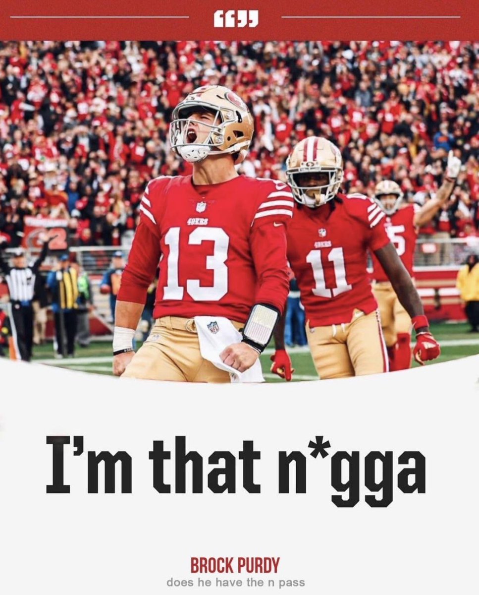 FoN9ne's tweet photo. Brock Purdy was out here winning games with 4.6-4.8 speed receivers, a backup defense, and turf toe last year. Of course he's making the playoffs this year. They just don't want to admit he elevates everyone around him. https://t.co/ol6XNVHsEq