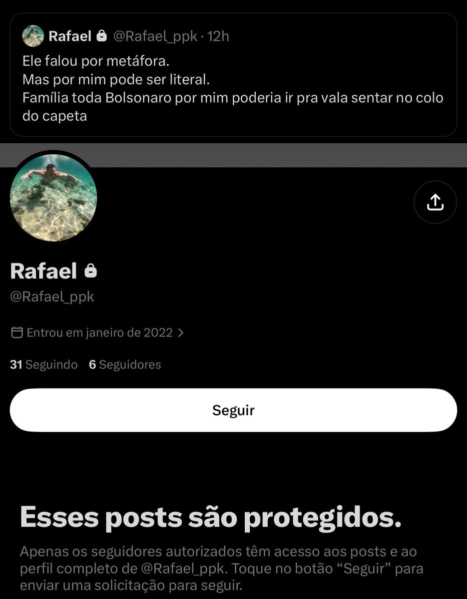 barlatti's tweet photo. Seja o Rafael Nascimento, militante do M13L no Rio de Janeiro:

- Publique ameaças contra a família Bolsonaro;
- Tenha sua identidade descoberta por dezenas de pessoas;
- Saia apagando tudo mesmo após ser denunciado ao MP;
- Mude a foto de perfil e seu @ por algo genérico;
- Tranque a conta pra tentar despistar;

Brutal.
Sobra nothing pro betinha!