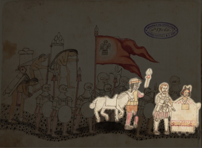 Lycaones's tweet photo. En este folio del Códice Azcatitlan, la vanguardia avanza a pie, Hernán Cortés y Malintzin al frente, seguidos de cerca por el africano Juan Garrido con jubón europeo, calzas rojas, lanza en mano y guiando de las riendas a un caballo blanco.

La trayectoria de Juan Garrido militar y civil está documentada en su Información de méritos y servicios de 1538:

Veterano con Ponce de León en Puerto Rico y Florida antes de sumarse a Cortés en 1519.

Combatió en Tlaxcala, la Noche Triste, el sitio de Tenochtitlan de 1521 y las expediciones al Mar del Sur.

Primer cultivador documentado de trigo en Nueva España (dos granos que dieron 160 espigas) y propietario en Coyoacán y el camino a Tacuba.

El tlacuilo plasmó en el Códice Azcatitlan a un partícipe africano de la expedición.

#CódiceAzcatitlan #JuanGarrido #HistoriaDeMéxico #NuevaEspaña #Códices