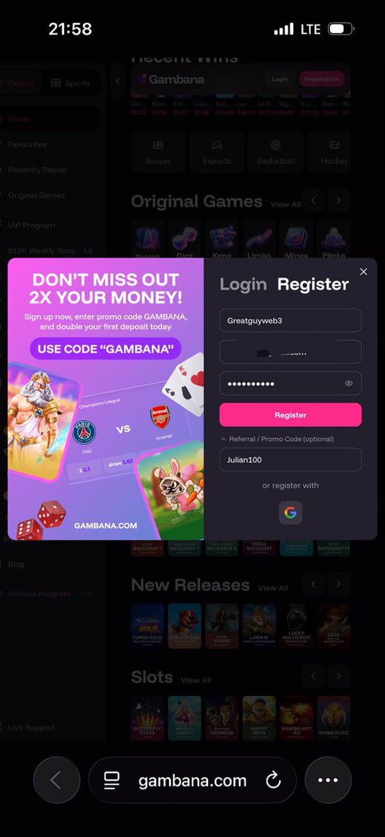 greatguyweb3's tweet photo. @JulianMKD @gambana Good luck brother 

Definitely trying @gambana because of you sir 

Have registered with your code proof attached 

Let see how many times I can flip it haha 🤭 https://t.co/OlpcJBBPAE