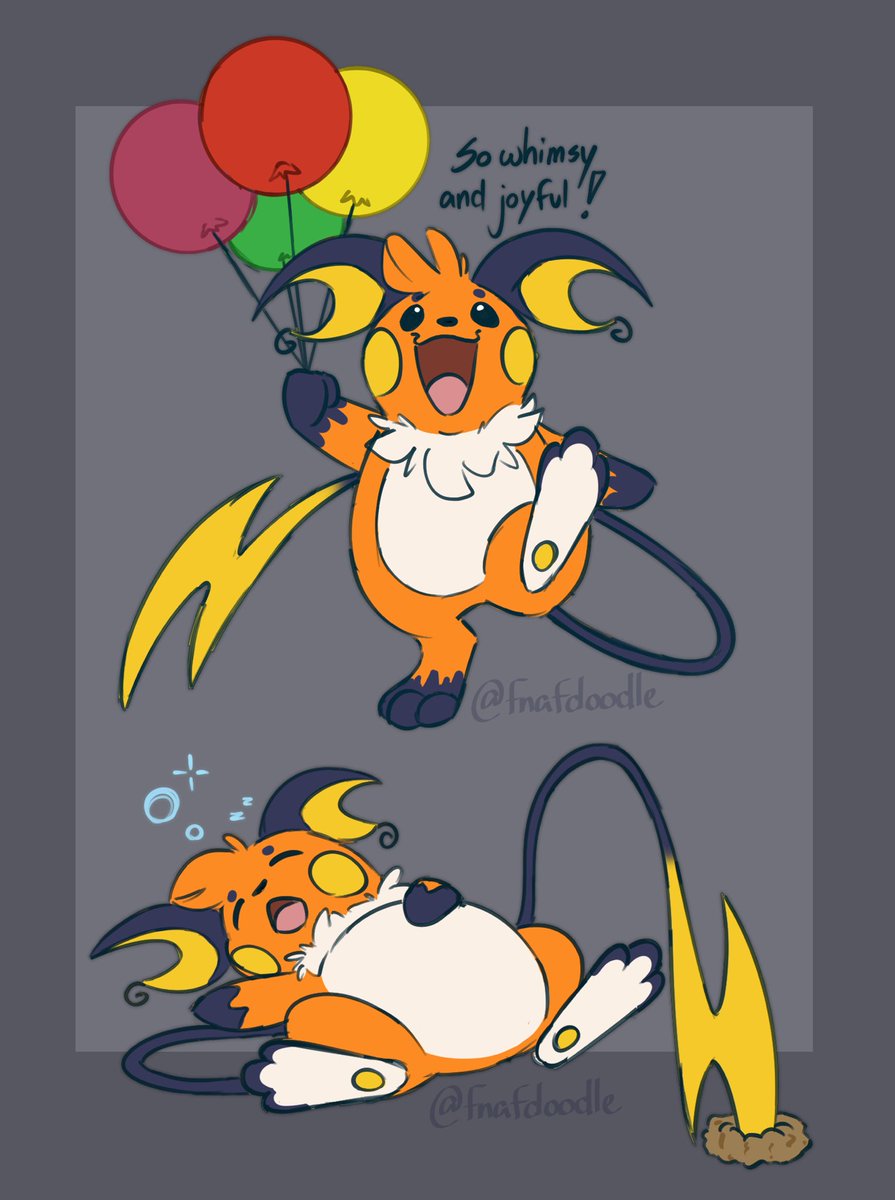 fnafdoodle's tweet photo. My Raichu is full of whimsy 🧡 https://t.co/lnHyKwyVji