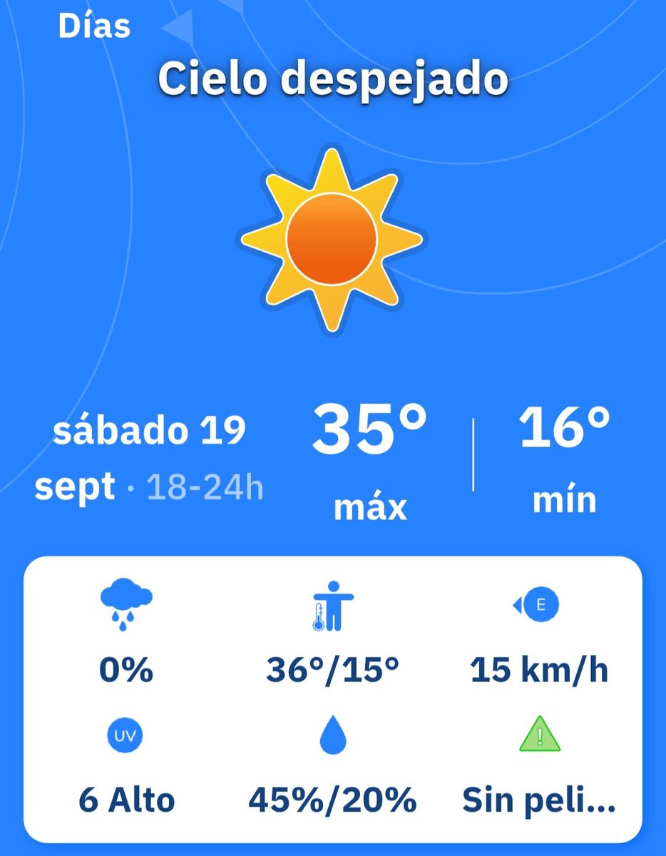 pancho8080's tweet photo. Hace días que no hablo del tiempo y es que seguimos en un bucle infinito, esta semana las temperaturas máximas diarias están siendo de:
35 grados C a la sombra.
Próximos días continúa el calor.
#VeranoInterminable
#VeranoVeteYa https://t.co/RI1YaV22lz