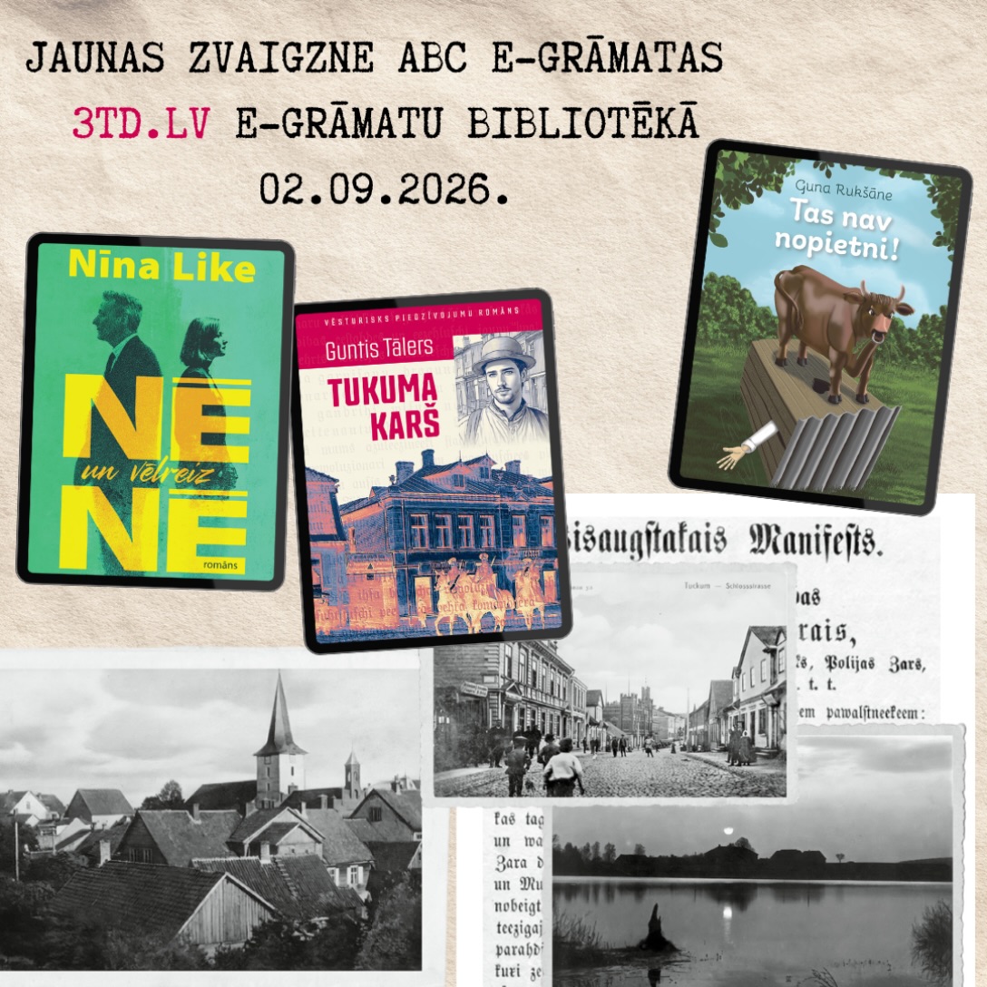 BorisSouffrll7's tweet photo. Tre��diena klāt! 3td e-grāmatu bibliotēkas virtuālos plauktus papildina trīs jauni izdevumi: Gunas Rukšānes “Tas nav nopietni”, Gunta Tālera “Tukuma karš” un Nīnas Likes “Nē un vēlreiz nē”. Patīkamu lasīšanu! https://t.co/6kduhs9K0d