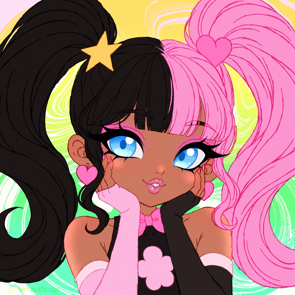 SelkiesRealm's tweet photo. Drew this adorable OC, Zilla, for @sweet_love021 🖤💗✨

I absolutely loved working with her black + pink design and those huge pigtails! Drew her in my main art style and had so much fun with her 💕

#ArtistOnTwitter #OC #FreeArt #smallartist https://t.co/QbflEvf8cB