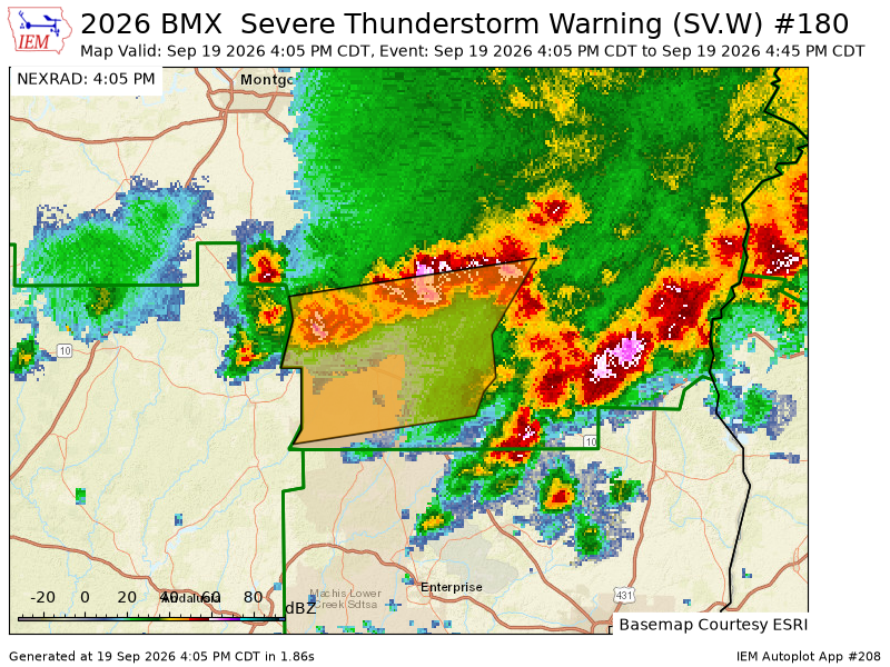 FayCoALARC's tweet photo. BMX issues Severe Thunderstorm Warning [wind: 60 MPH (RADAR INDICATED), hail: <.75 IN (RADAR INDICATED)] for Bullock, Pike [AL] till 4:45 PM CDT https://t.co/JLN2IAJxlN https://t.co/NoGFzVxl6M