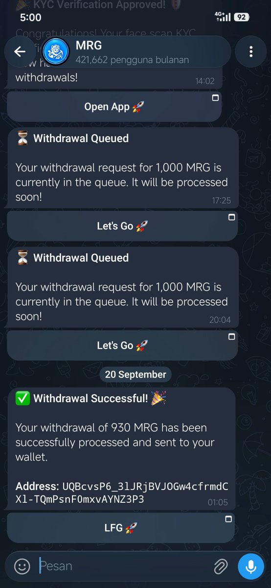 EmperorSaturns's tweet photo. @MRG_Miner My withdrawal status is successful but it didn't go into my wallet. https://t.co/7rdww2yLGL