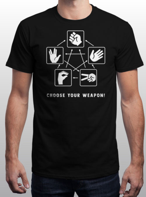 qwertee's tweet photo. "Choose Your weapon" is today's tee on https://t.co/LdSWa6Ss6H RePost for a chance at a FREE TEE! https://t.co/QFfbK7xggD