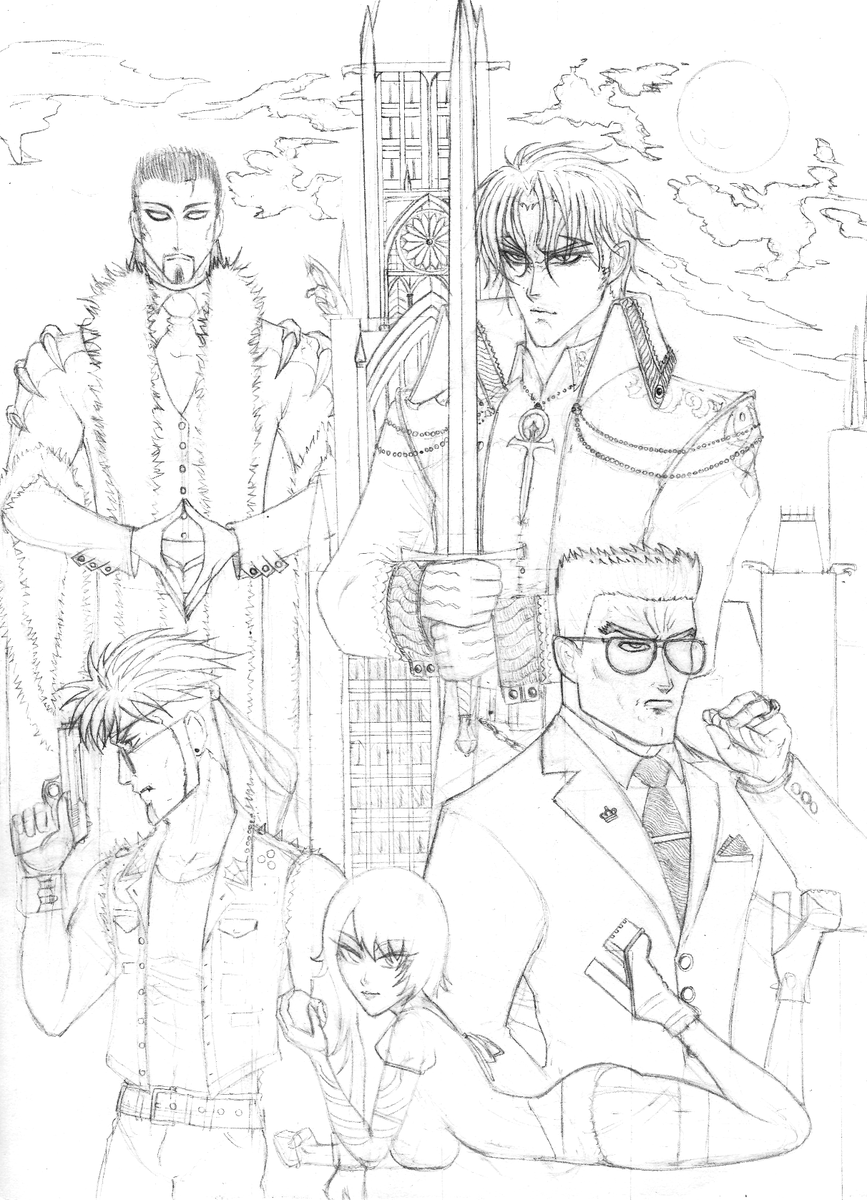 art_noctur75144's tweet photo. I have finished the sketch for the Vampire the Masquerade poster. 
When I started drawing this I set the goal to push my abillities beyond their limits. I think I managed to do it.
Im a bit scared to color this thing as I may ruin making all my previous efforts wasted. https://t.co/Xvg5xu1jI4