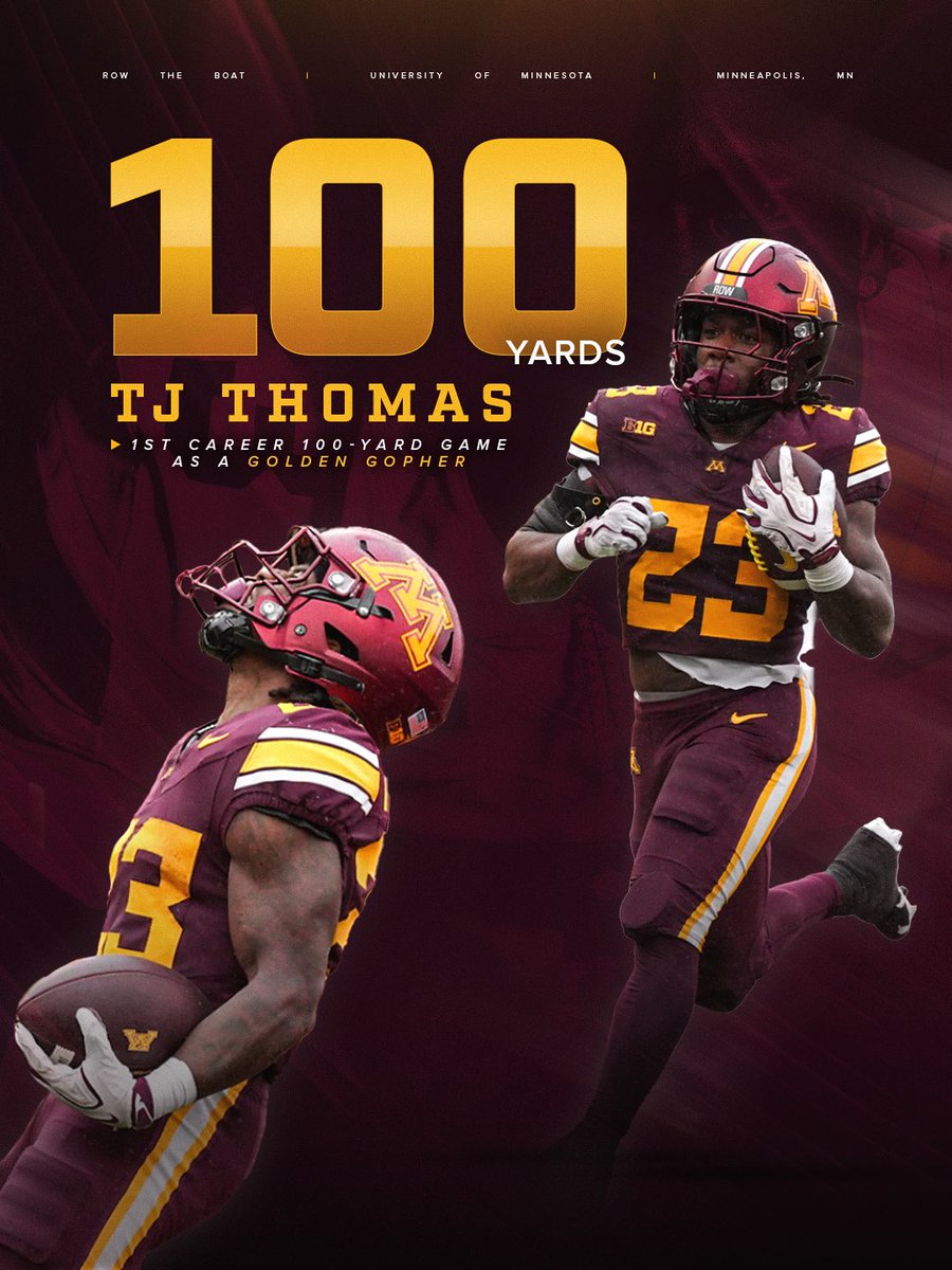 GopherFootball's tweet photo. WE SEE YOU, TJ‼️

13 carries, 122 yards, 1 TD

#RTB #SkiUMah #Gophers https://t.co/sRv0okaZEt