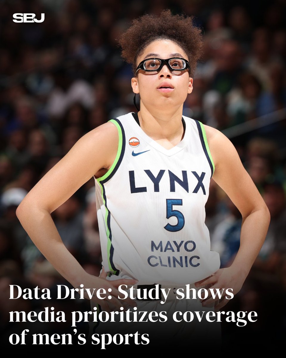 SBJ's tweet photo. A new study shows how much women’s sports struggle to break through in news and highlight shows compared to football, basketball and baseball. 

Out-of-season coverage for men’s sports still rivals or eclipses in-season coverage of women’s sports.

MORE: https://t.co/voRsomKshV https://t.co/MbEVv3arYv
