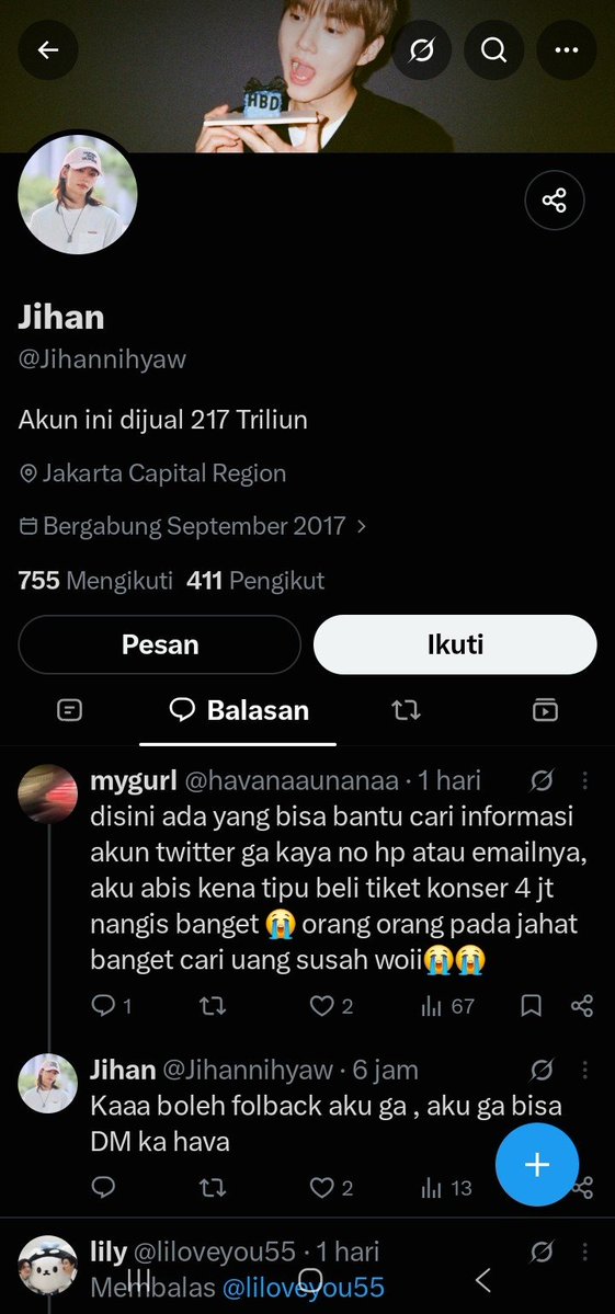 bebeebale's tweet photo. @havanaaunanaa akun mu lagi di pantau penipu hati hati kalo bisa block saja kak https://t.co/toxKIb152Y