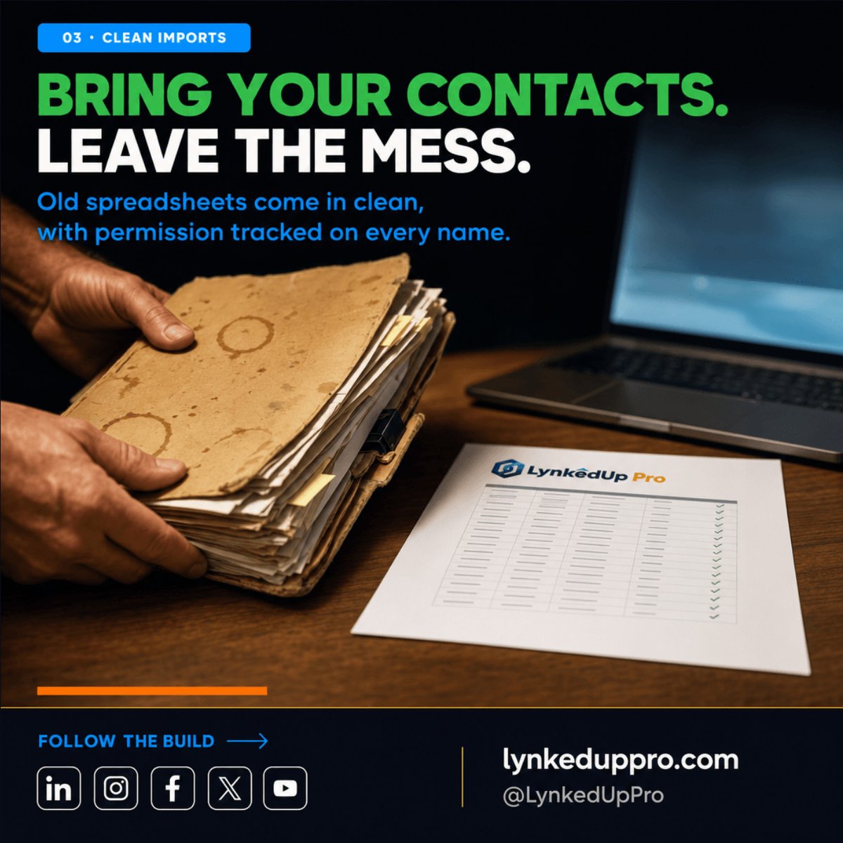 lynkedupSaaS's tweet photo. Three versions of the same John.
Two numbers, one disconnected.
Forty names nobody has called since 2023.

Bring the spreadsheet over anyway. It gets cleaned on the way in,
with permission tracked on every name.

https://t.co/lM7DmUyjuK

#RoofingContractor #RoofingCRM https://t.co/JEuTnHfWNe