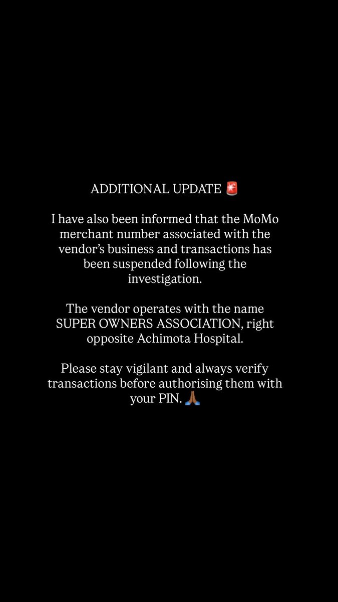 1dapperjayden_'s tweet photo. Thank you @MTNGhana 🙏🏾💛

Thank you Madam Lydia &amp; Lady Joyce. 
And thank you to everyone who supported, shared and followed up on my earlier post.

Stay vigilant, Stay safe.

#MTNGhana #MobileMoney #MoMo #ConsumerProtection #StayAlert #ScamAlert https://t.co/moLi2PVmtu