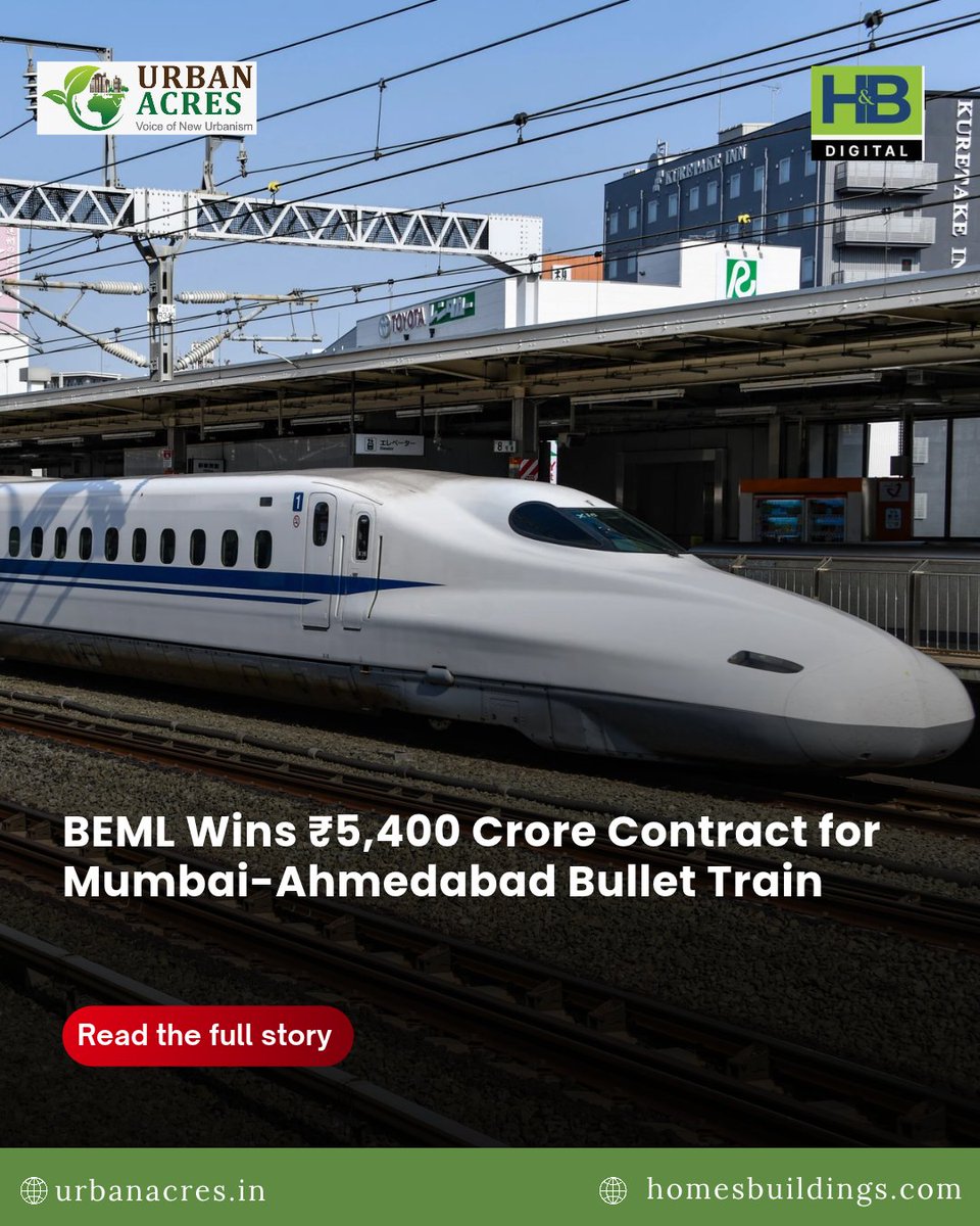 TheUrbanAcres's tweet photo. BEML has secured a ₹5,400 crore contract for high-speed rolling stock and long-term maintenance on the Mumbai-Ahmedabad Bullet Train corridor.
Read More : https://t.co/nfJdYtSt39
#BEML #BulletTrain #MumbaiAhmedabad #HighSpeedRail #IndianRailways #Railways #Infrastructure #MakeInIndia #RailInfrastructure #Mobility #Mumbai #Ahmedabad #NHSRCL #Metro #Transport
@nhsrcl
@PIB_India