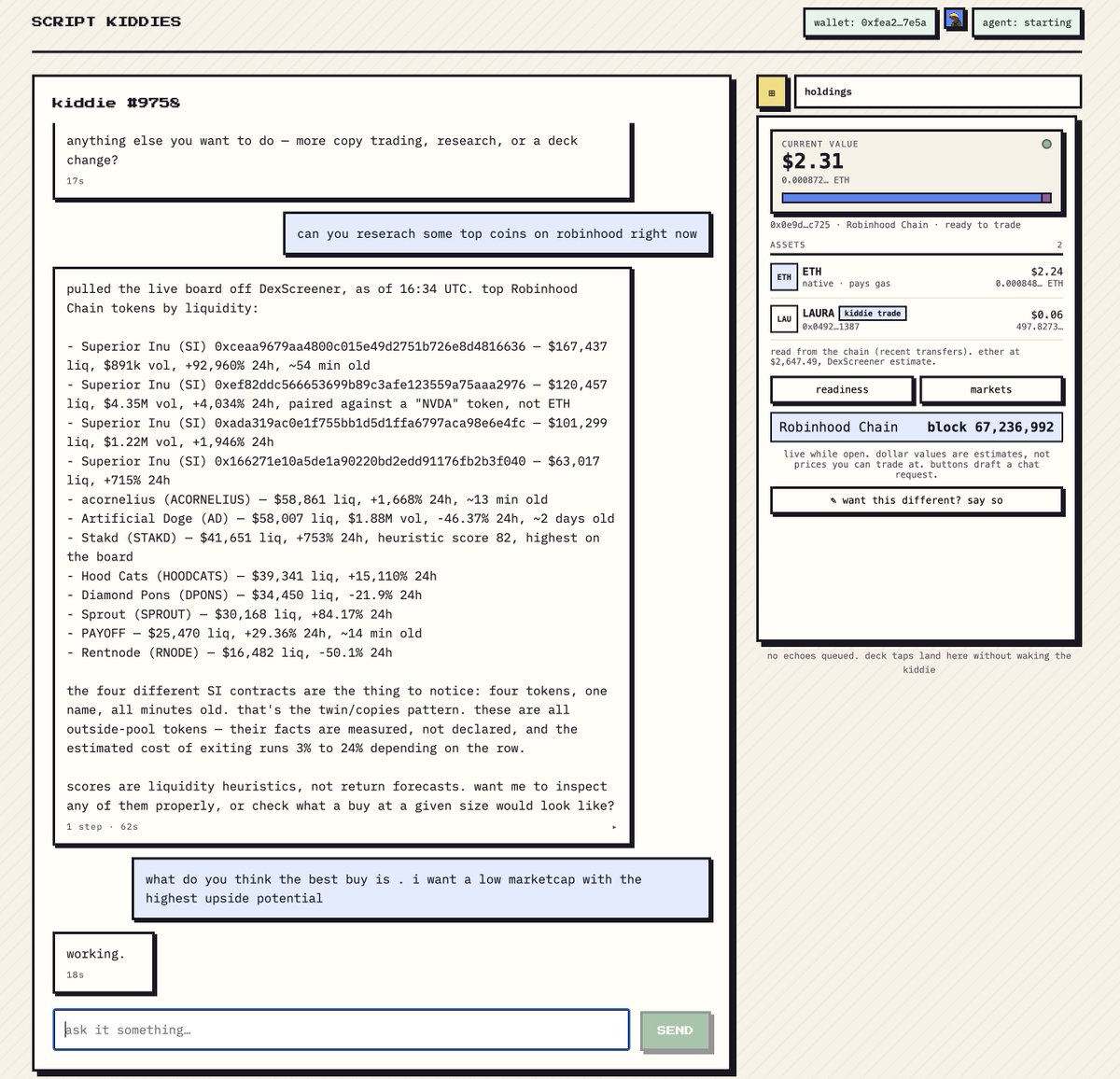 scriptkiddiesRH's tweet photo. we have poured our souls into powering these agents. 

this is the first time something at this level has been built like this.

each agent has long term memory and can do anything with their own computer. 

keep your notifications on because it will be released very soon.

Below is a real screenshot: