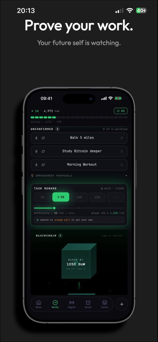 SatoshiHabits's tweet photo. Hello tirtha, thank you for your message ! Satoshi Habits  is a Bitcoin app disguised as a habit tracker.

You confirm what you did, 21 confirmations seal into a block. Around that: a live mempool, an alarm iOS rings itself, focus sessions with a synced radio, 100 cards on Bitcoin history, and a dashboard for a Bitaxe on your Wi-Fi.

For people building discipline who got curious about Bitcoin — and for people already deep in it who wanted all of this in one place.

https://t.co/tZnvhNXCYa

Btw. I’m not Satoshi, the app is just named after Satoshi Nakamoto, the anonymous creator of Bitcoin 🙃