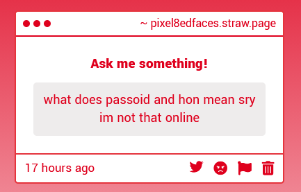r0tting_inside's tweet photo. 1 - idk i thought dms were open
2 - passoid is a trans woman who passes, hon is a bad word for a trans woman who doesnt pass
3 - why are yall so down bad
4 - where https://t.co/WnPIvl0e14