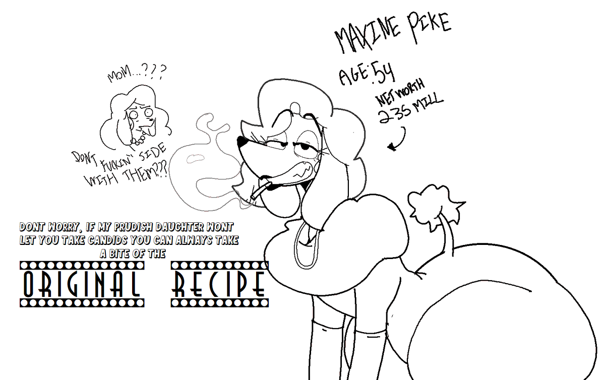 Existimatio3's tweet photo. The blood runs hot in that Pike family. Say hello to MAXINE pike, Britni's ever-loving, cigarette smoking, Hollywood siren Mother <3
===============
doodled this up real quick last night after drinking a 4loko https://t.co/Sqale4tVb3