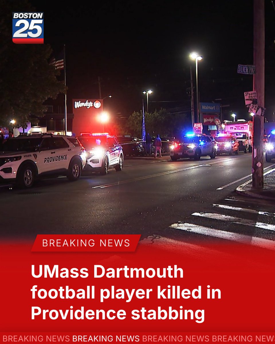 boston25's tweet photo. BREAKING A UMass Dartmouth football player was killed and another teammate was injured in a stabbing early Saturday following an altercation at a Providence nightclub. https://t.co/evtSVEwG0K