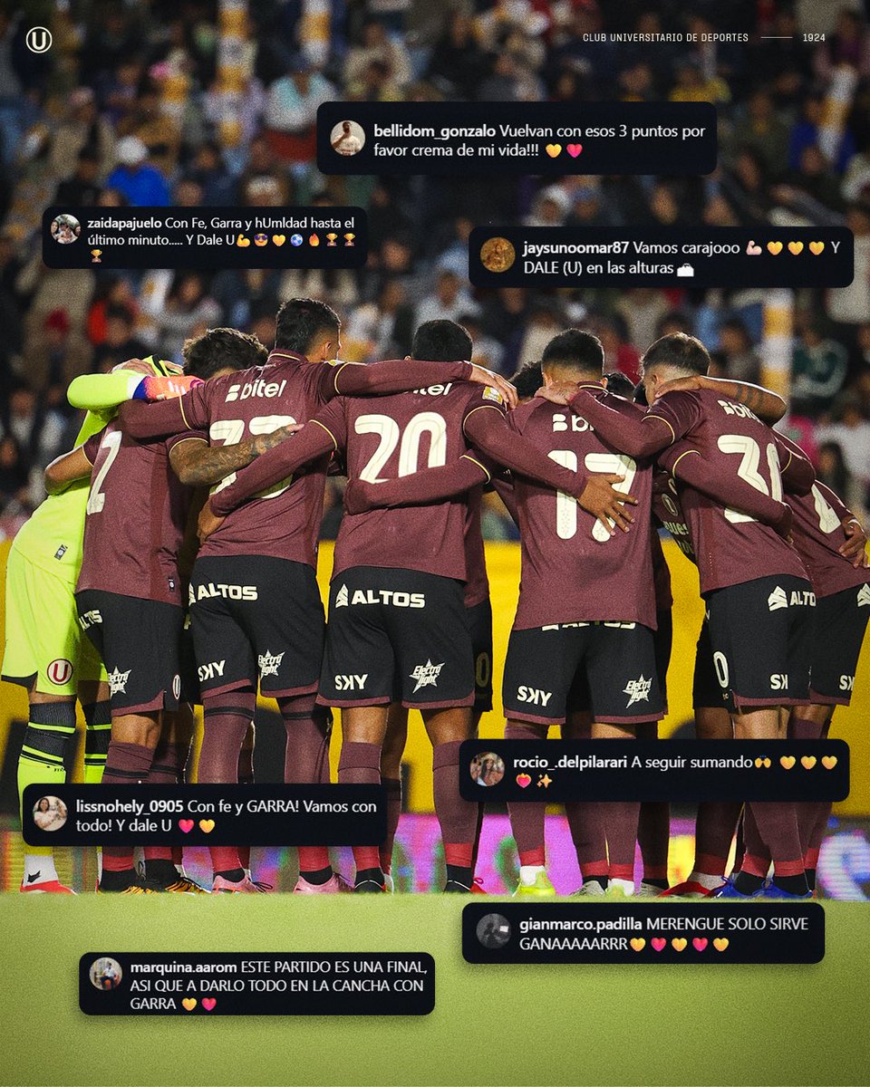 Universitario's tweet photo. 𝗛𝗢𝗬 𝗧𝗢𝗗𝗢𝗦 𝗦𝗢𝗠𝗢𝗦 Ⓤ𝗡𝗢 💛🫶

#ConLaUsiempre https://t.co/JAPXeXCeLl