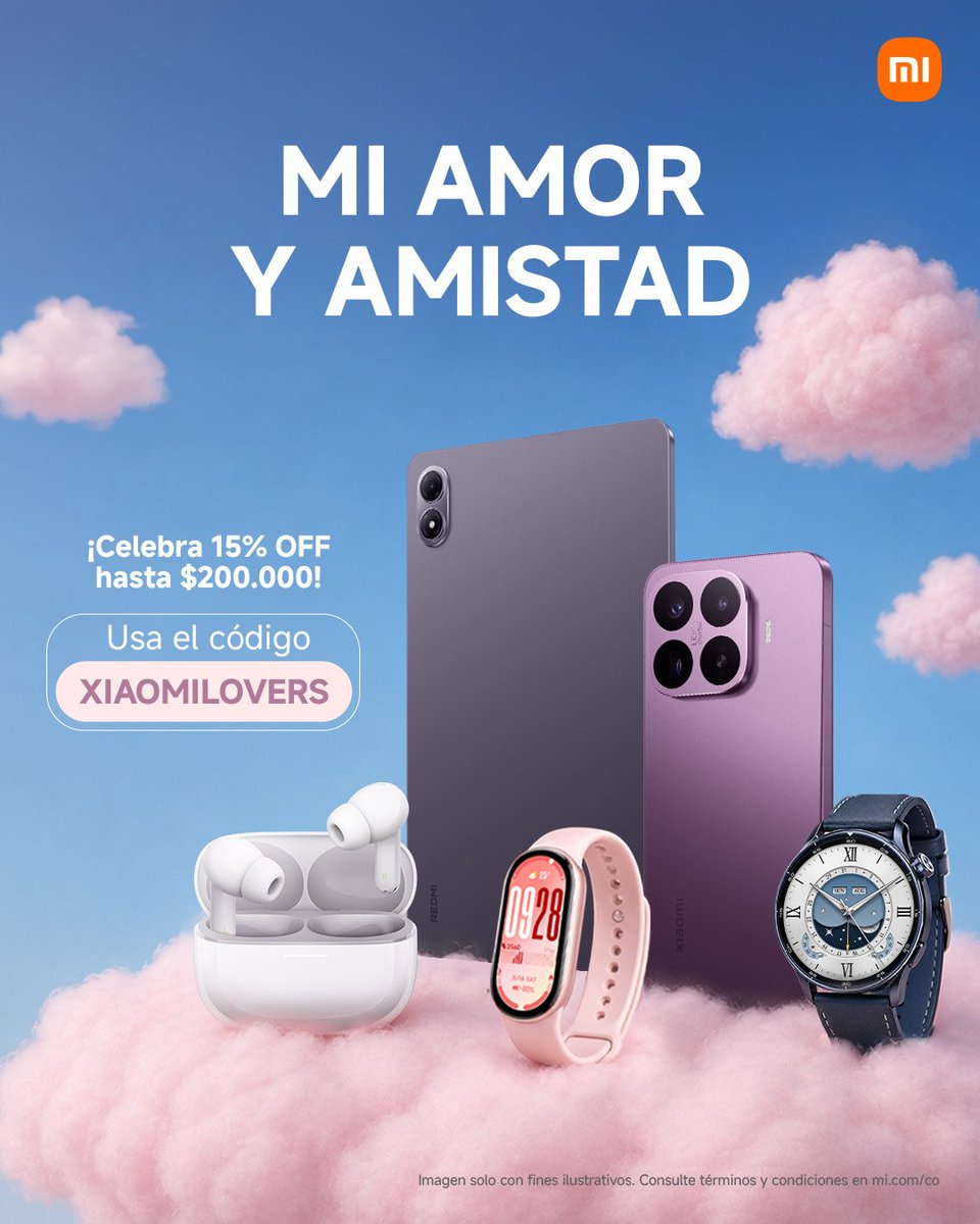 XiaomiColombia's tweet photo. 🎁 ¿Ya sabes qué Xiaomi le regalarías a esa persona especial?

 Este Amor y Amistad hazlo realidad con 15% OFF hasta $200.000 usando el código XIAOMILOVERS. 💜✨

🔗 https://t.co/NnaRHXEUUu

 Cuéntanos cuál sería tu elección. 👀 https://t.co/7lFScxjWva
