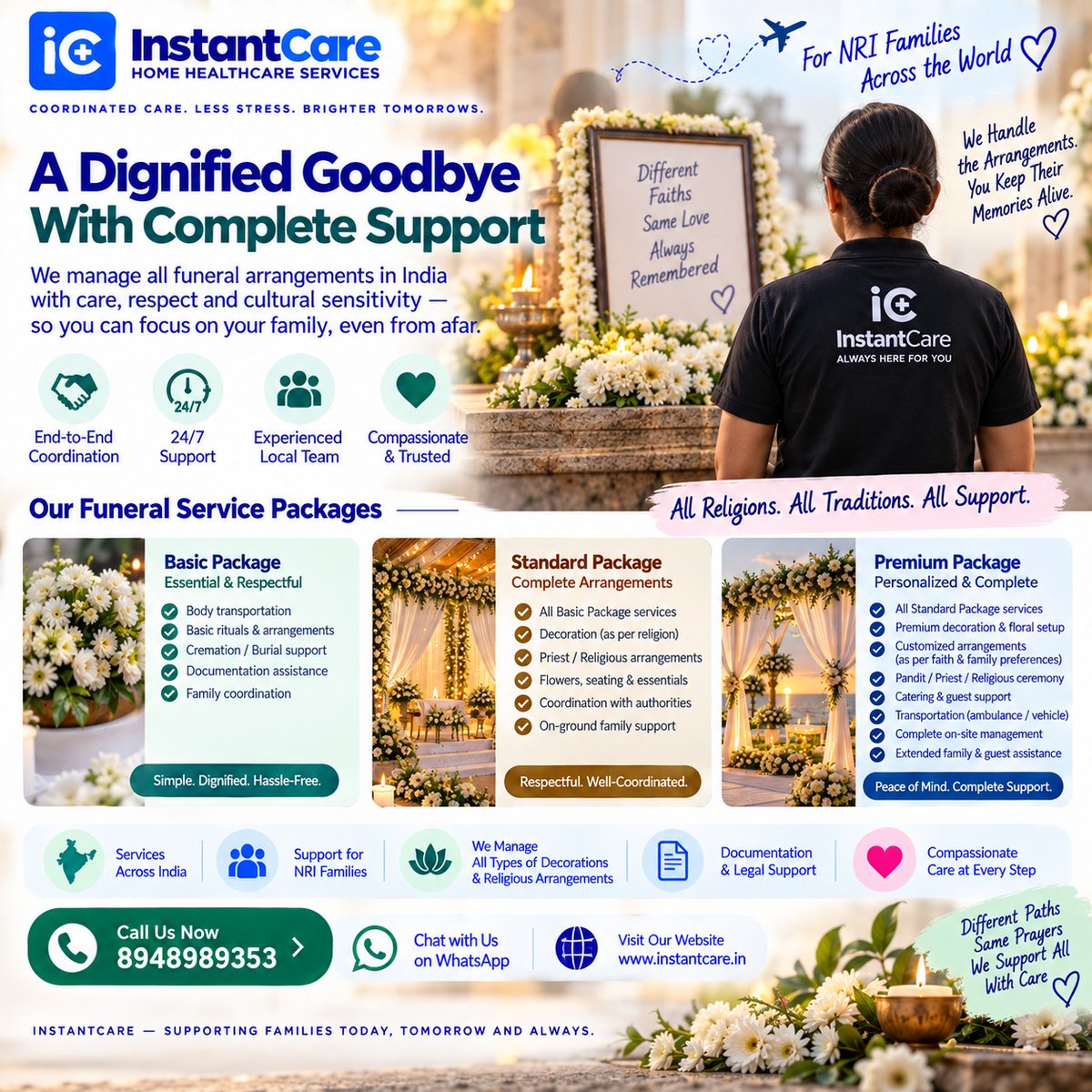 noahmartinezcsw's tweet photo. Funeral services across India with dignity and respect. InstantCare coordinates arrangements for all religions and traditions, including ceremonies, transport, cremation or burial, documentation and family support. Available 24/7 for NRI families. https://t.co/KKq7irMgiL