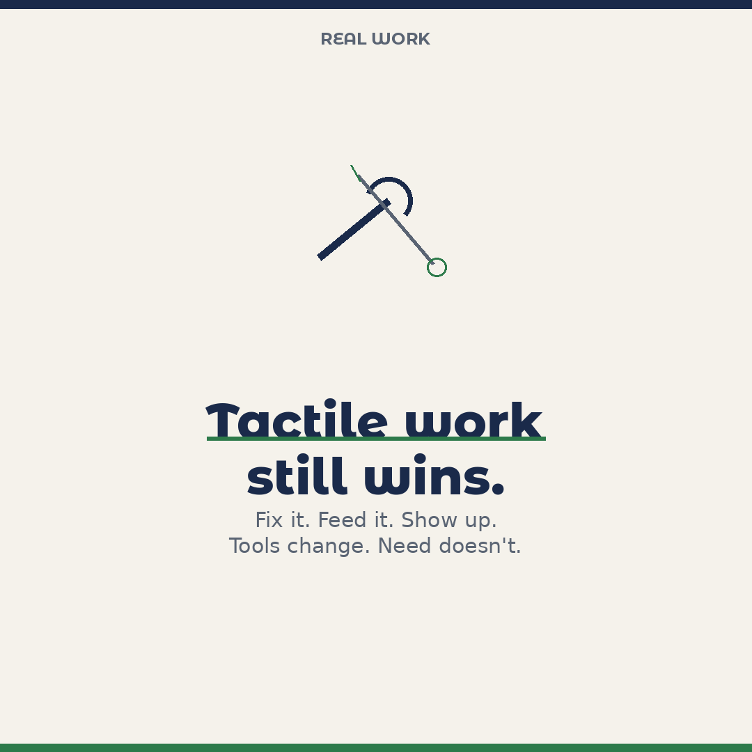 liabenow's tweet photo. These businesses win on work you can touch.

Fix the AC. Patch the roof. Feed the lunch rush. Show up when the neighbor’s heat goes out. Tools change. The need doesn’t. 🔧

#trades #work #community https://t.co/9DnfL0cc8l