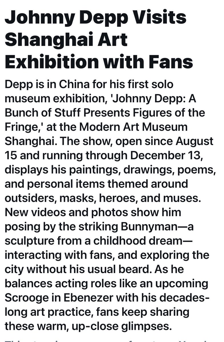 GatsbyV82246's tweet photo. @libby_priest323 #JohnnyDeppIsART
#JohnnyDeppCREATES
#ShanghaiChina
#ModernArtExhibition
#TopGrokStory
#TRENDINGTodaysNews
#TRENDINGEntertainment https://t.co/WUQ3WZNjXX