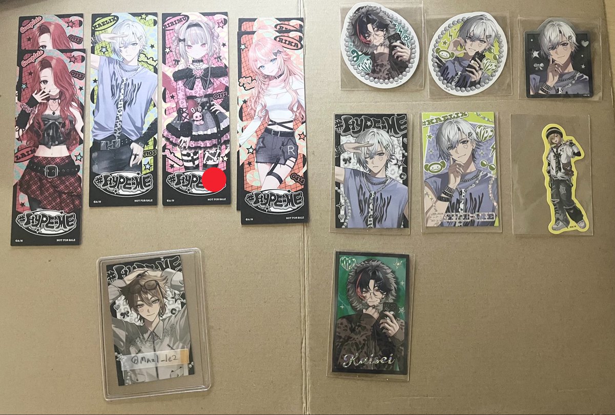 Mazl_le2's tweet photo. 【交換｜譲渡】 🌈🕒 にじさんじ アニメイト autumn fair 2026 しおり 特典 HYPE-ME ランダム ステッカー フォト風カード

譲｜画像
求｜IDカードの方同種＞しおり→100/円にて譲渡(🔴付きのもの以外)、ステッカー以外→定価＋送料

ステッカー丸、人物切り抜き優先。
お気軽にお声掛けください🙌🏻 https://t.co/w3PLjzfk81