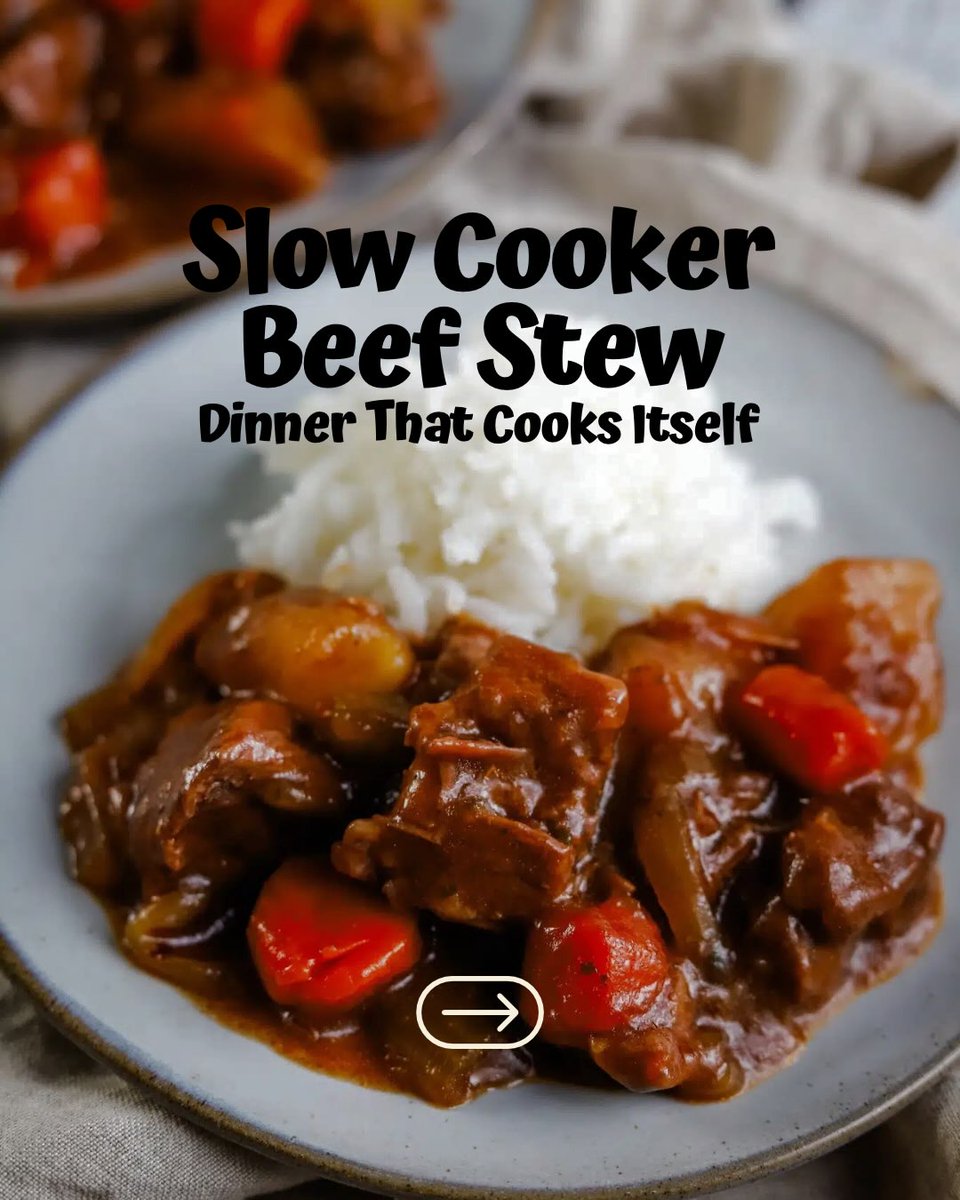 emmabaker92bk4e's tweet photo. Slow Cooker Beef Stew

The ultimate easy comfort food. Add everything to the slow cooker and let it work its magic. Low and slow makes the beef fall-apart tender. Simple ingredients, incredible flavor—and of course, serve it with rice to soak up https://t.co/qjGNwA5uV5