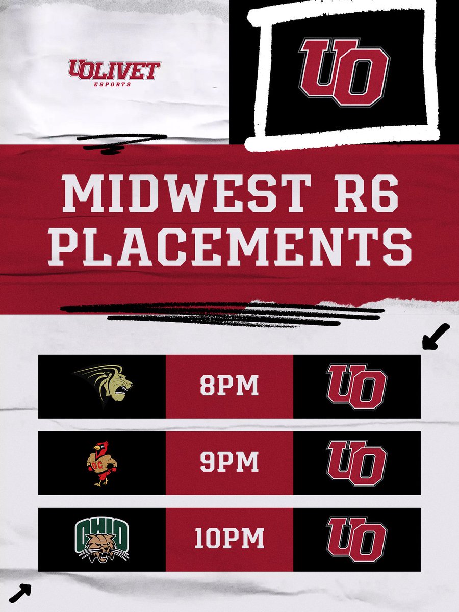 UOlivetESPORTS's tweet photo. R6 Comets are back in action tonight for the second round of MWR6 placement matches! 

We’re facing off against Lindenwood, Otterbein and Ohio University!

Come support the Comets at Block House or tune in online at https://t.co/R0SsmSdlGf

#GoComets #UONation #RepTheVet https://t.co/RLwVAgkXPw